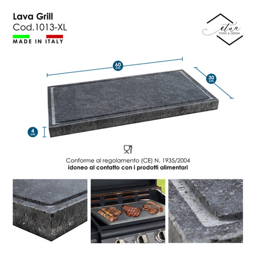 Lava Grill Basis Aus Ätna-Lavastein – Grillplatte Für Ofen & Grill, 60x30 Cm, Antihaftbeschichtet