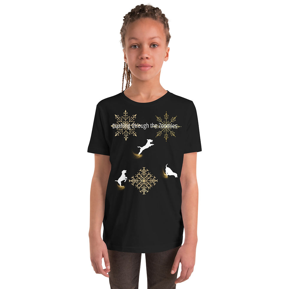 Thumbnail: Kids Dog Christmas Tee • Dashing Through The Zoomies Holiday  Paradise Pawsome