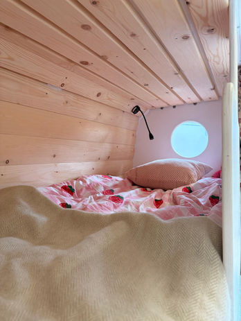 single bed in campervan for a kid in Peugeot Boxer
Bright and spacious Peugeot Boxer L3H2 camper interior designed for comfortable touring adventures