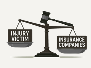 Illustration of unbalanced justice scales labeled ‘Injury Victim’ and ‘Insurance Companies’ highlighting the unequal impact of Louisiana tort reform laws.