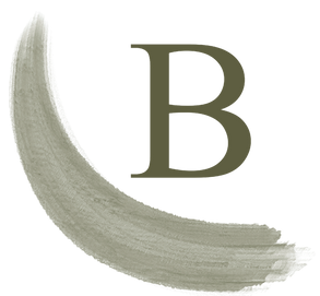 Logo Praxis Dr. Blum. B mit geschwungenem Pinelstrich darunter.