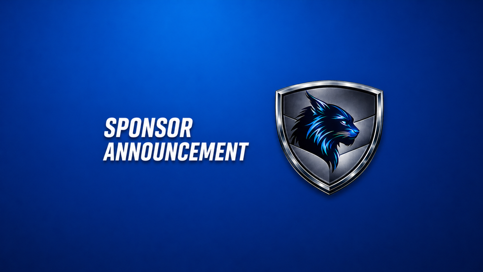 a silver badge with the text "sponsor announcement" to the left of center