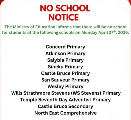 MINISTRY OF EDUCATION ANNOUNCES SCHOOL CLOSURES IN EAST AND NORTHEAST DISTRICTS