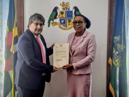 Cuban ambassador delivers greetings from President Díaz-Canel to the President of Dominica on the occasion of Independence Day