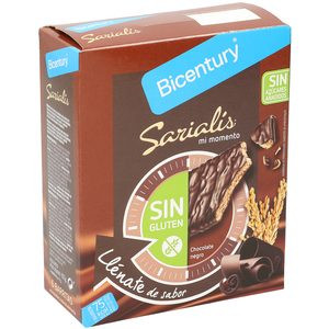 Snack Bicentury sabor chocolate negro y cereales sin azúcares (6x8 unidades)