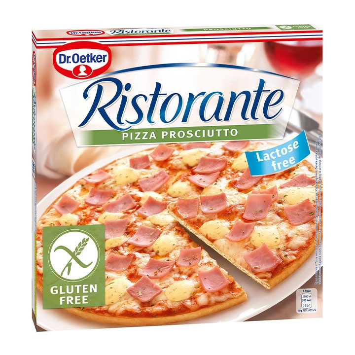 Pizza sin gluten, son salsa de tomate, jamón cocido ahumado y queso