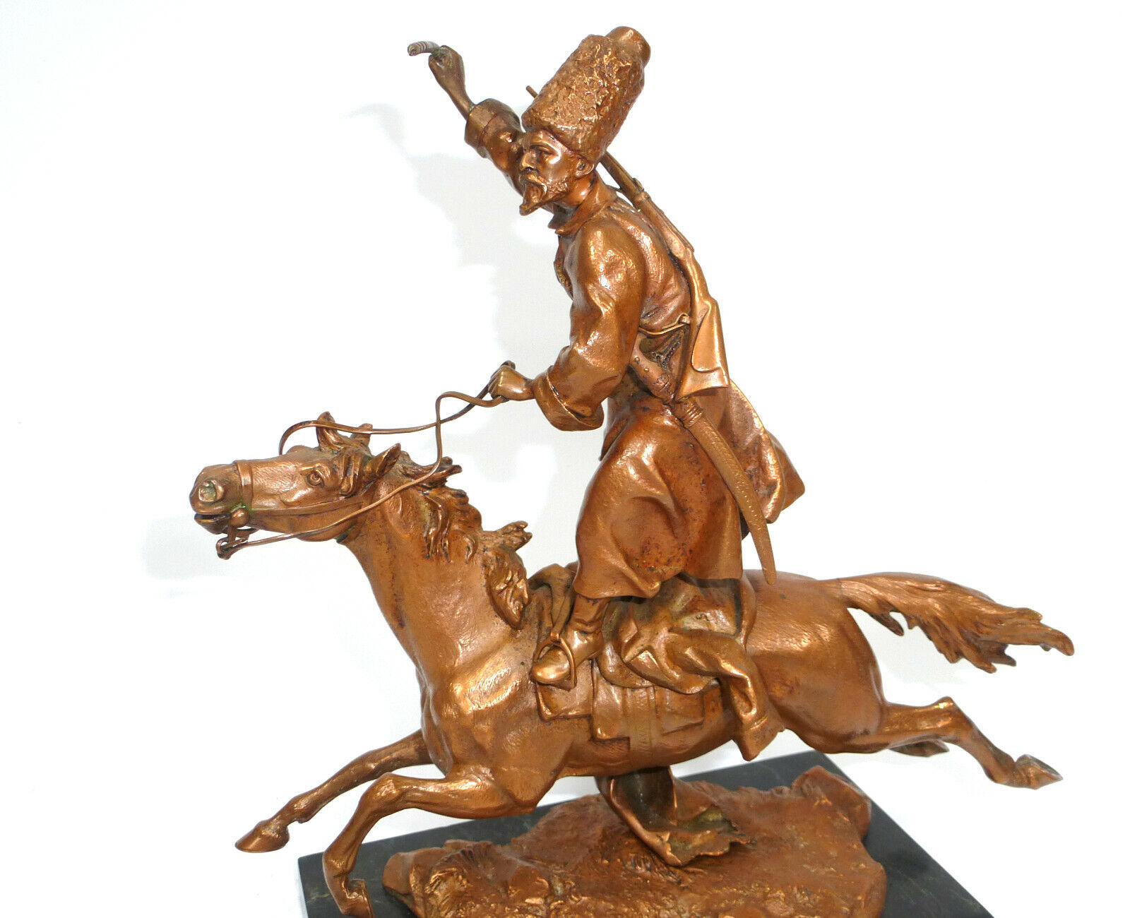 Wiener Bronze ca. 1900 Bergmann geschützt Vienna Kosake Russland￼￼