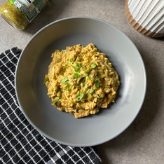 Creamy Cheesy Pesto Chicken Orzo