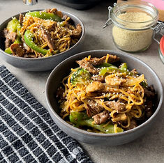 Black Bean Beef Noodles