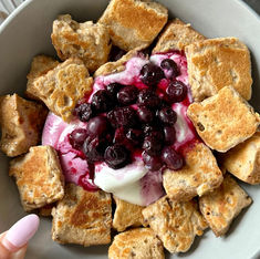 Protein French Toast Bites with Blueberry Compote