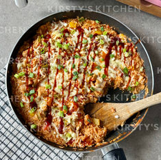 One Pan Cheesy BBQ Chicken & Bacon Rice