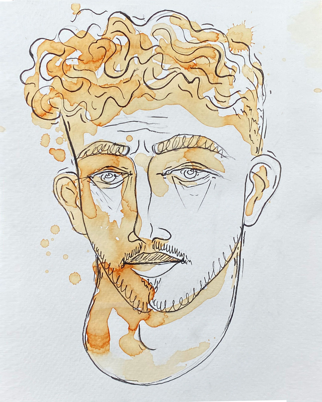 Portrait. Coffee,Ink on paper