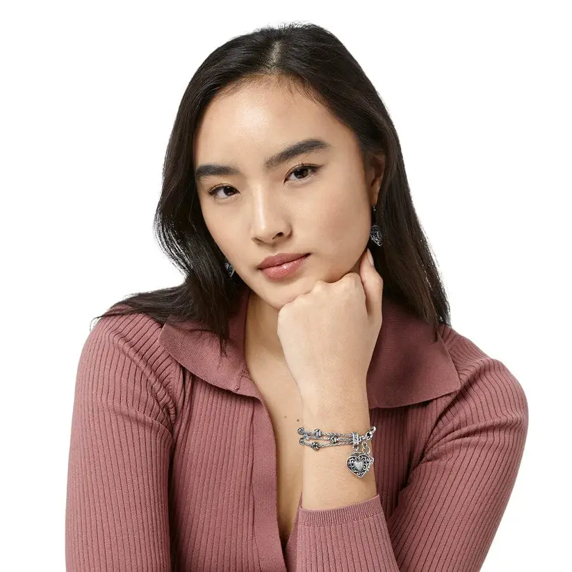 Brighton Reno Heart Bracelet - Silver-plated bracelet with heart-shaped charm, inspired by Go Red for Women.
