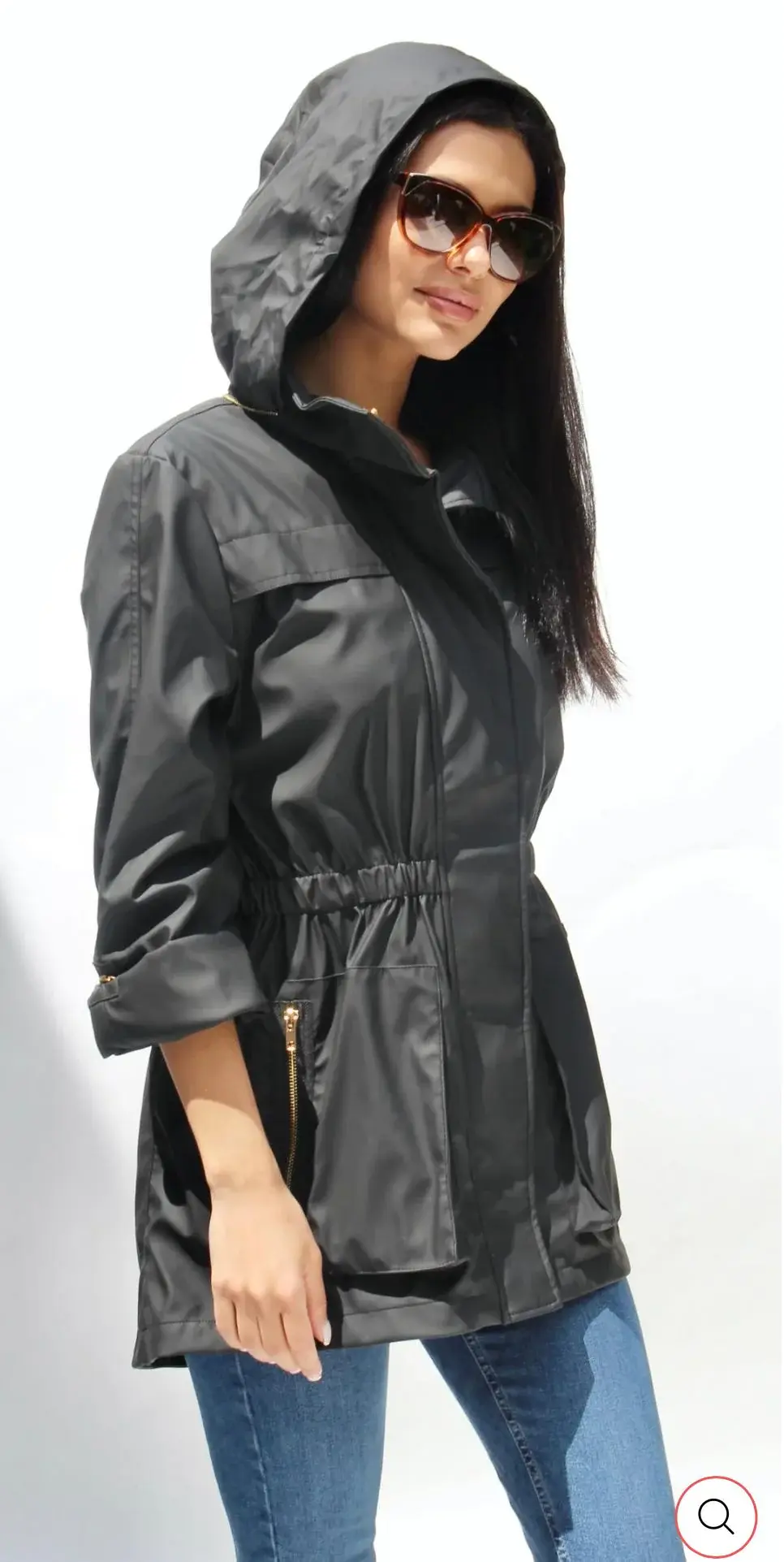 Thumbnail: Black  Sleek Ciao Milano Anna Rain Jacket - 100% waterproof, breathable, with a sizable hood.
