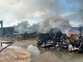 Firefighters working hard to tackle Vale scrap fire