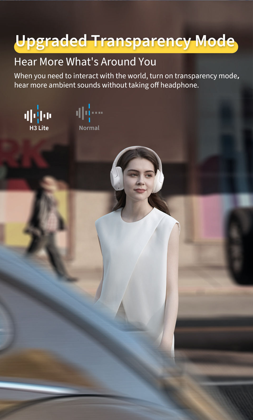 Miniatura: QCY H3 Lite ANC Wireless/Wired Headphones Bluetooth 5.3 Foldable Over Ear Headse