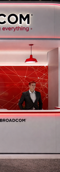 Broadcom event booth with 'connecting everything' logo
