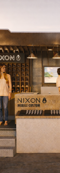 NIXON Mobile Custom shop at an outdoor event with people