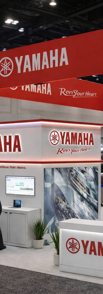 Yamaha trade show booth in exhibition hall