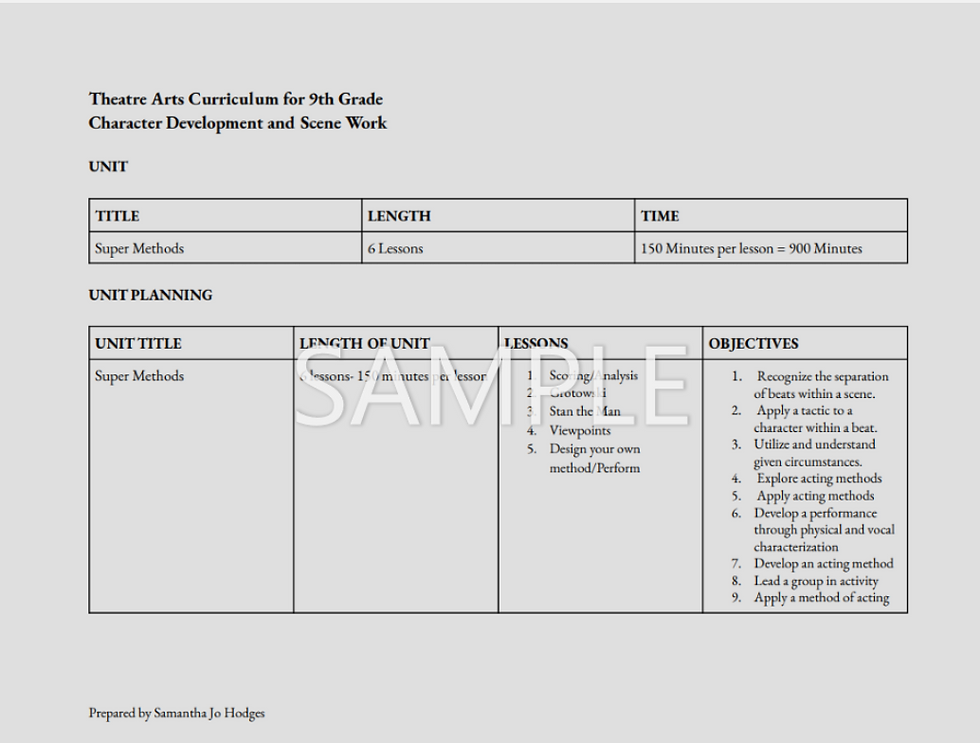 Sample Curriculum