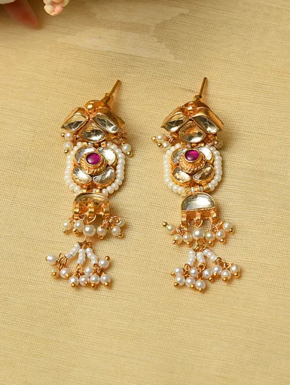 Thumbnail: Red Jadau Pearl Beaded Set