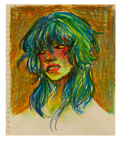 oil pastel portrait blue hair.jpg