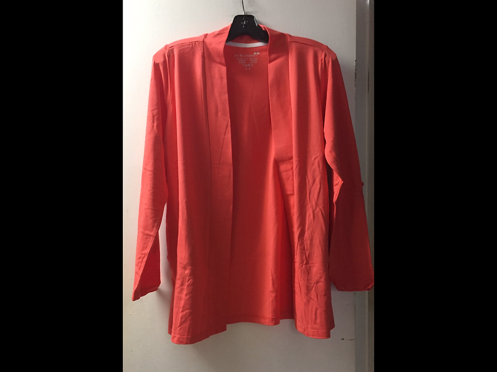 Tangerine-Roll-Up Sleeve Open Cardigan with Pockets