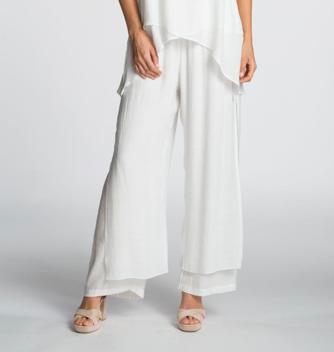 White Women's Wide-Leg Pants