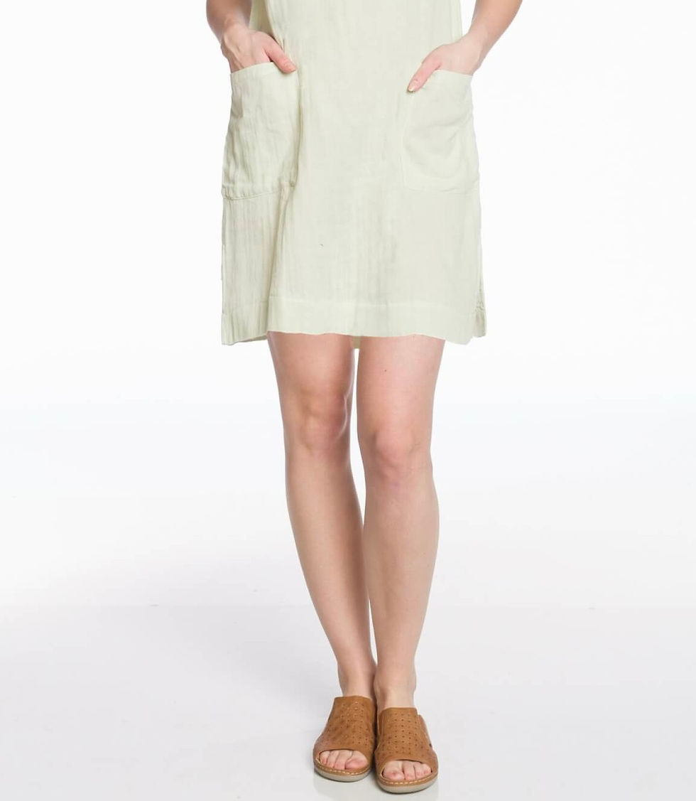 Thumbnail: Cotton Gauze Cap Sleeve V-Neck Dress with Patch Pockets