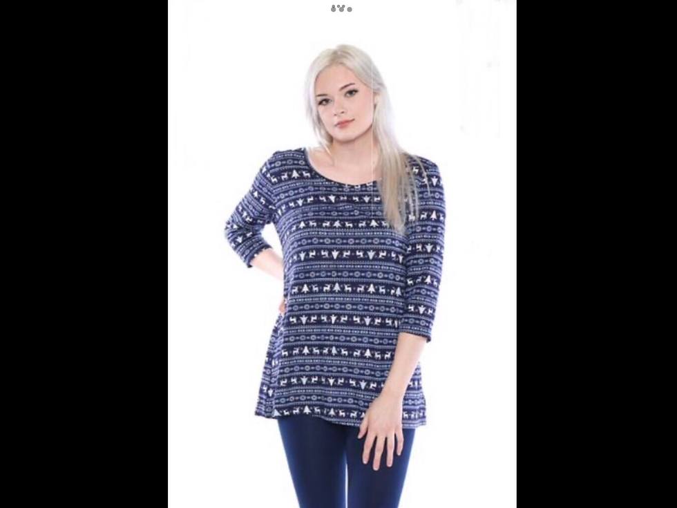 Lightweight 3/4 Sleeve Reindeer Sweater