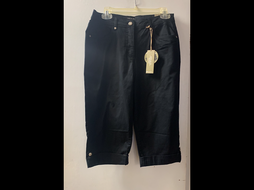 Thumbnail: Black DKR Roll-Up Capri with Snap at Hem