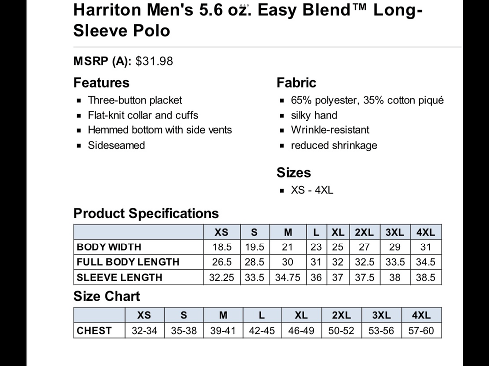 Thumbnail: Harriton Easy Blend Long-Sleeve Polo