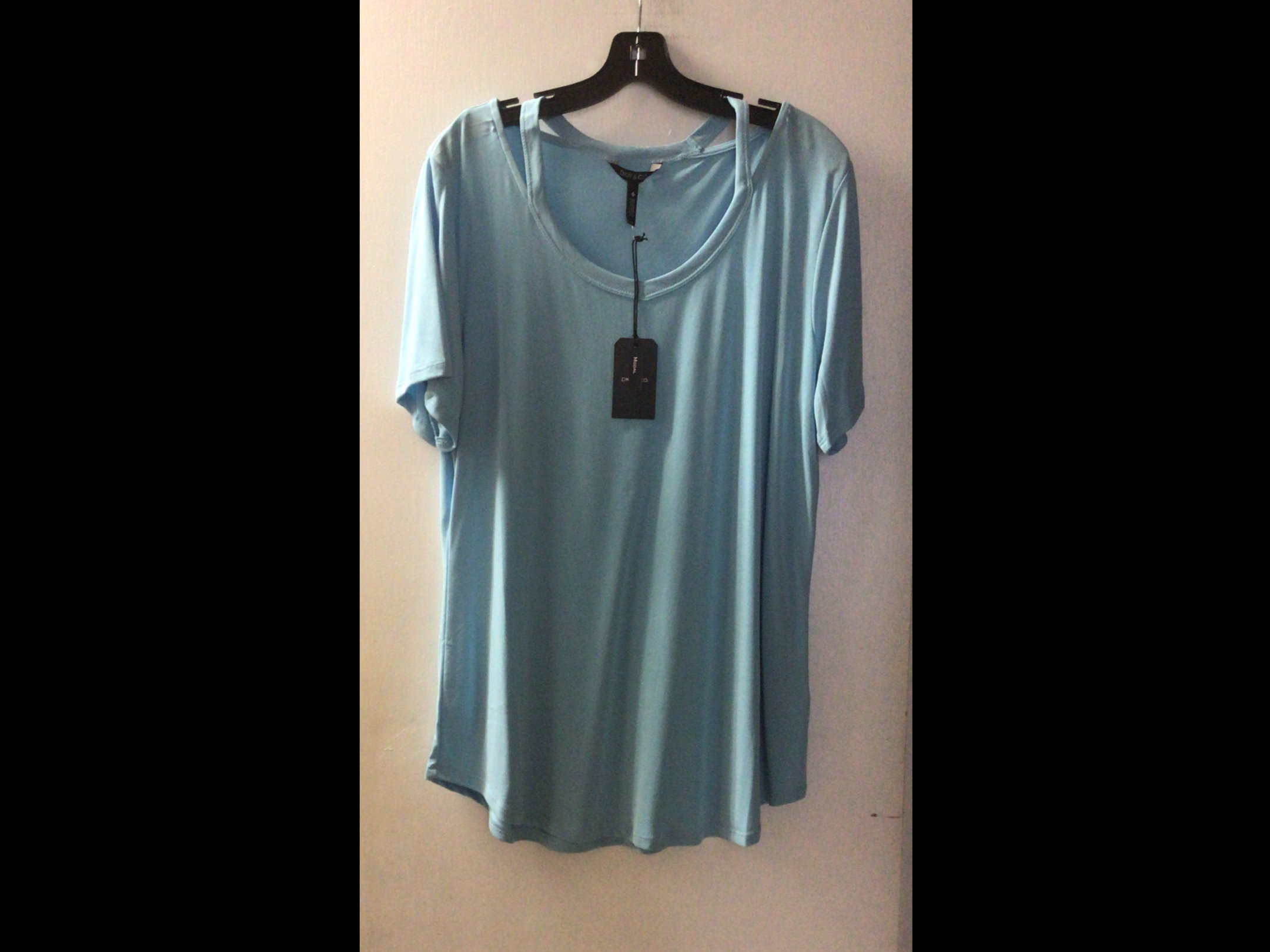 Turquoise Full Figure V-Neck Short Sleeve Top