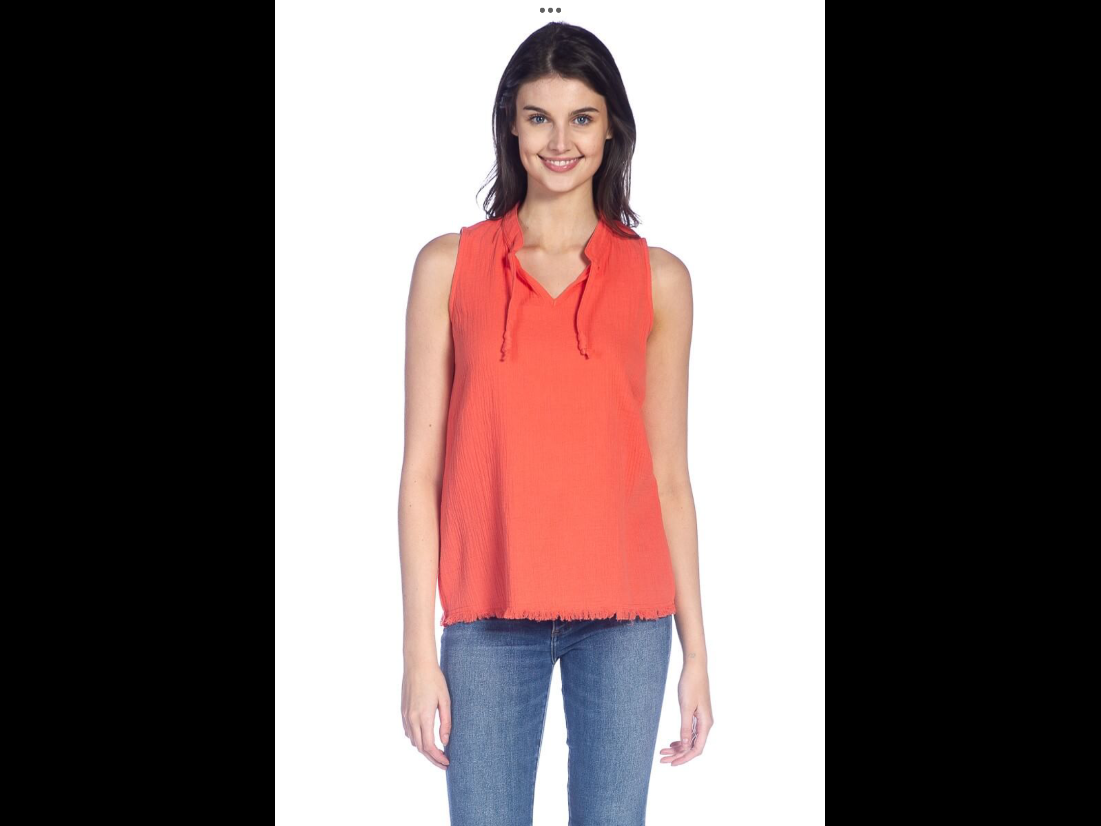 Bubble Gauze Notch Collar Tank Top