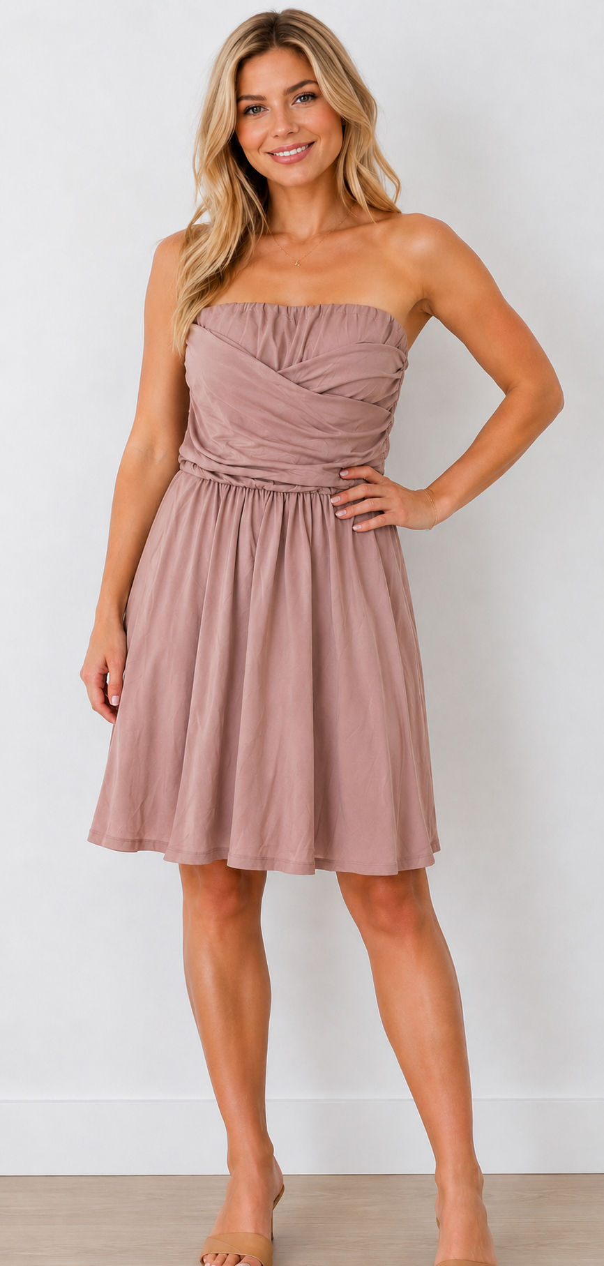 Dusty Rose Strapless Dress