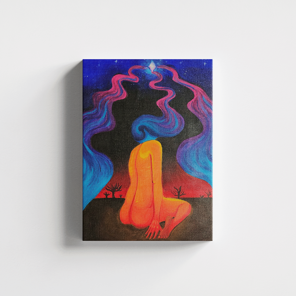 Peinture d'une silhouette sous la Belle étoile.