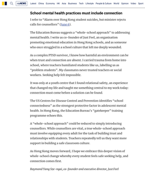 SCMP Letters | School mental health practices must include connection