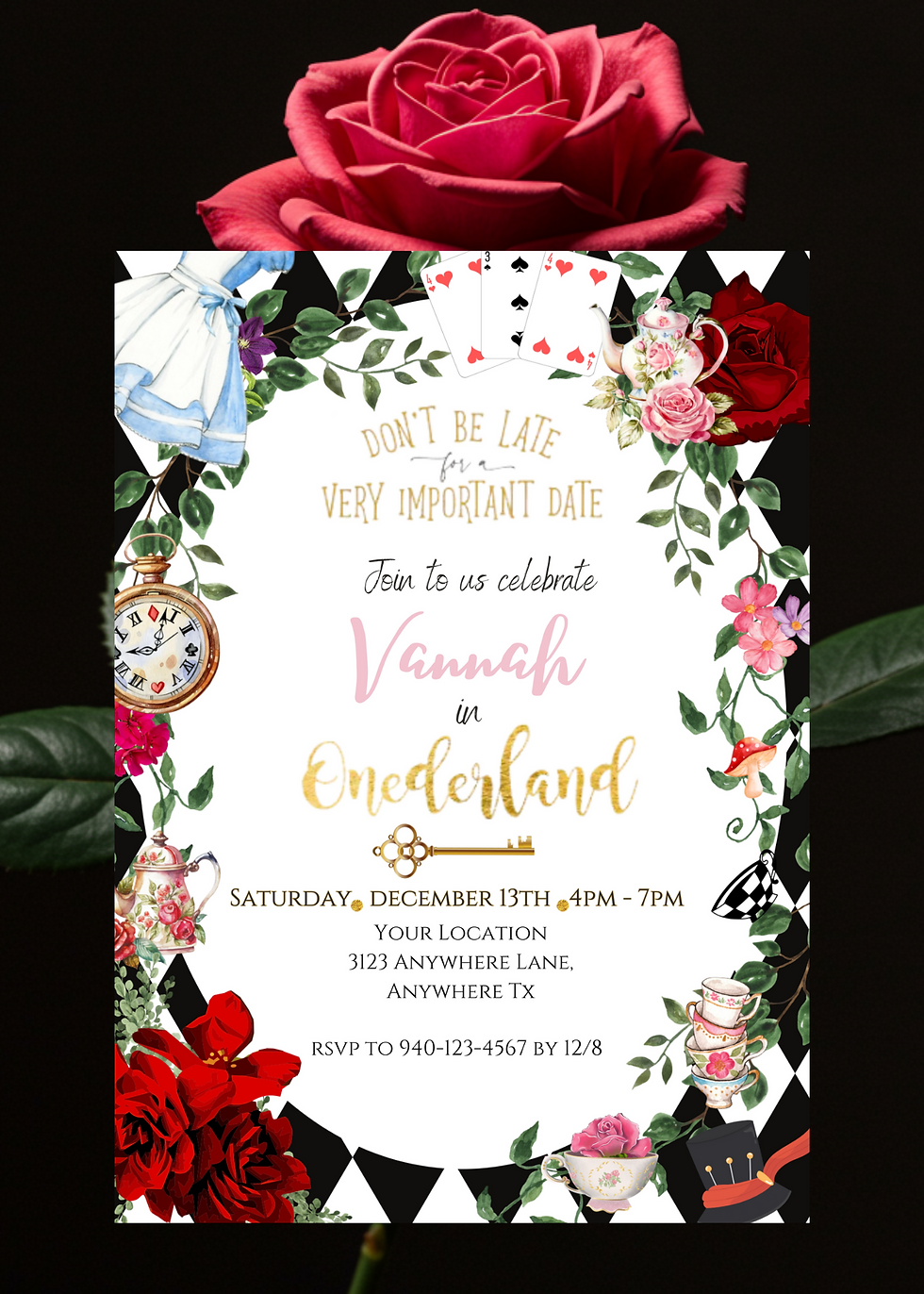 Alice in Wonderland Invite