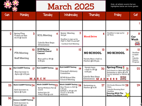 March Calendar of Events 2025