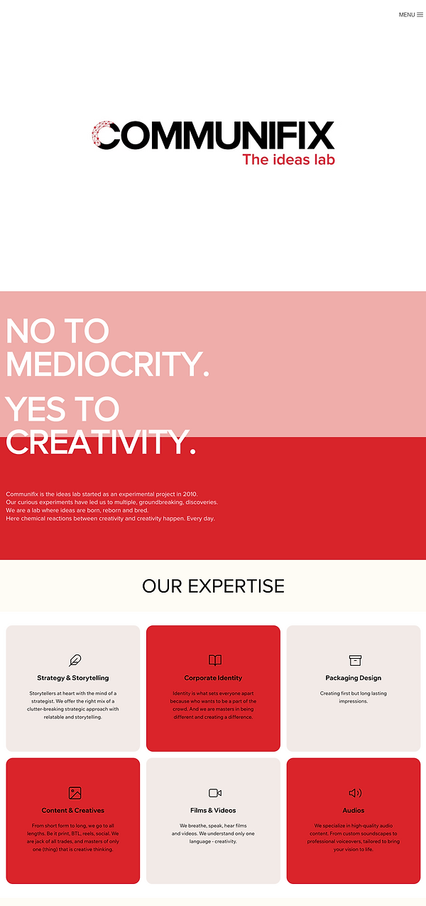 home page of communifix website