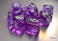 Translucent Mini-hedral® Purple/white 7-Die Set