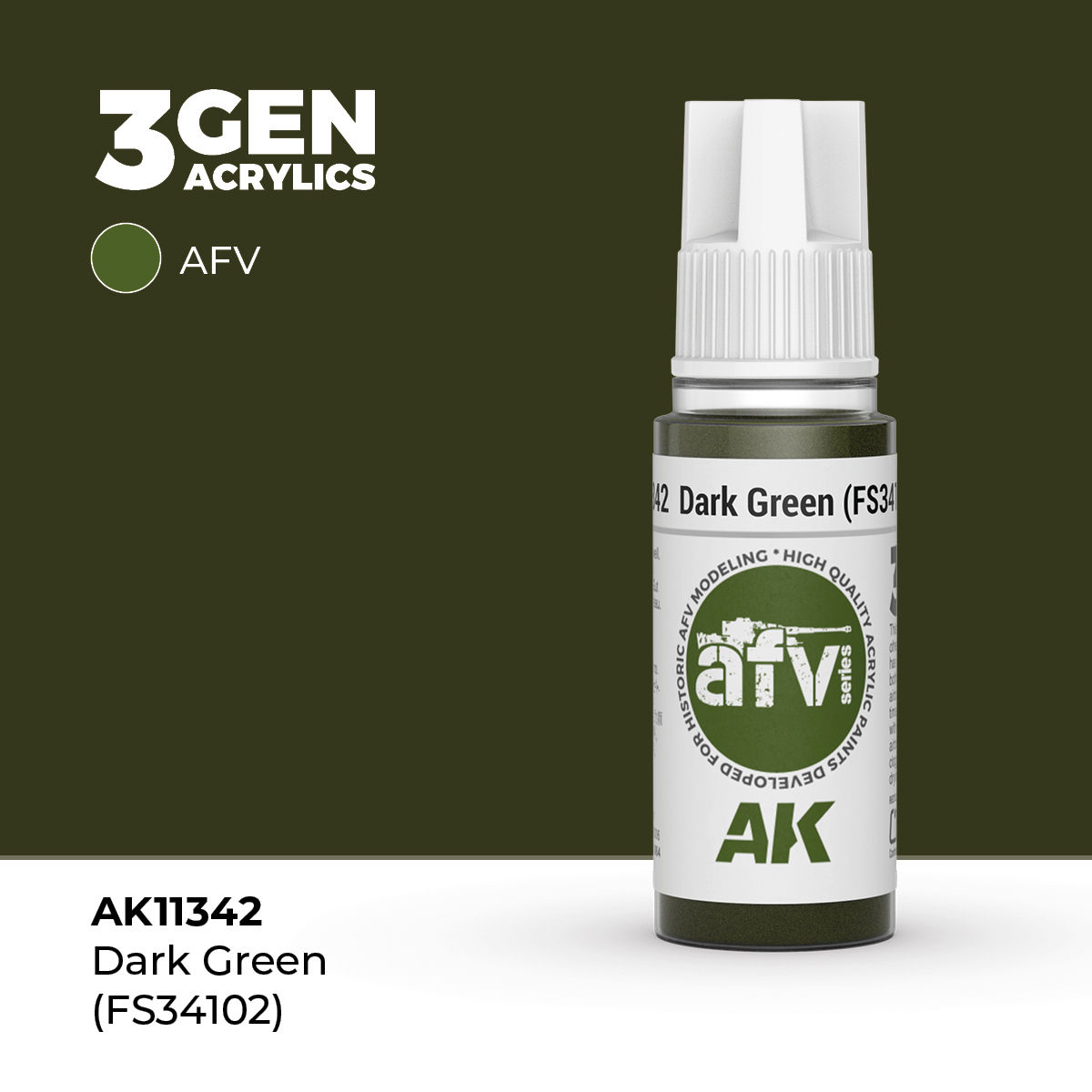 AKI: AFV Acrylics 3rd Gen Dark Green FS34102