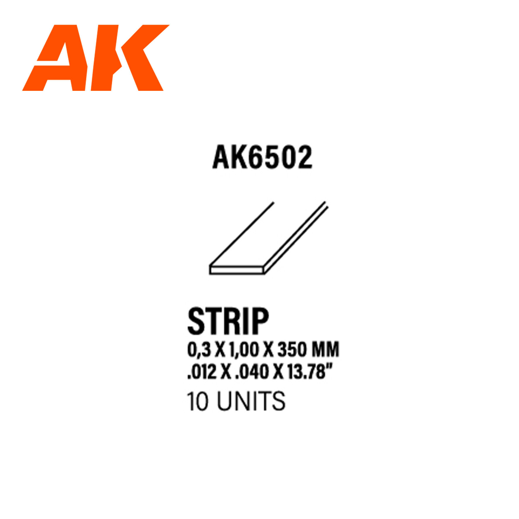 AKI: Styrene Strips 0.30 x 1.00 x 350mm 10