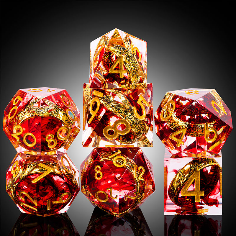 Sharp Edge Dice Set (7pcs) (Rings) [Red]