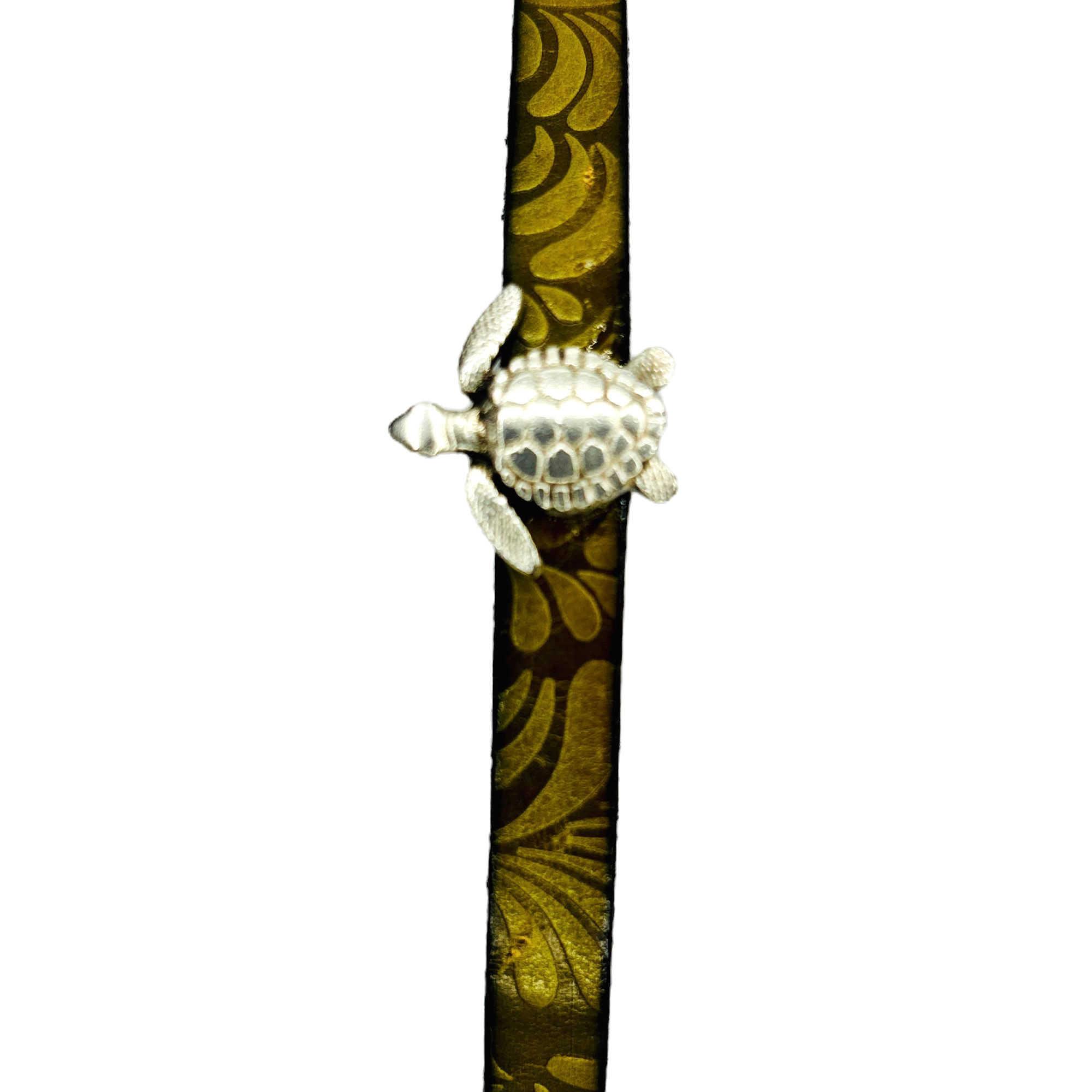 Bracelet Sea Turtle 10mm Pistachio Floral Leather