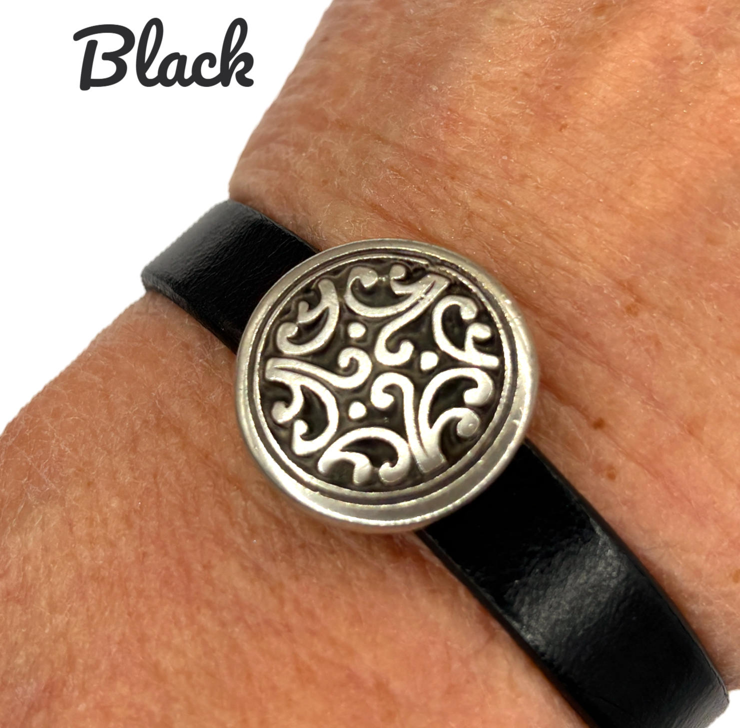 Scroll Disk Leather Bracelet