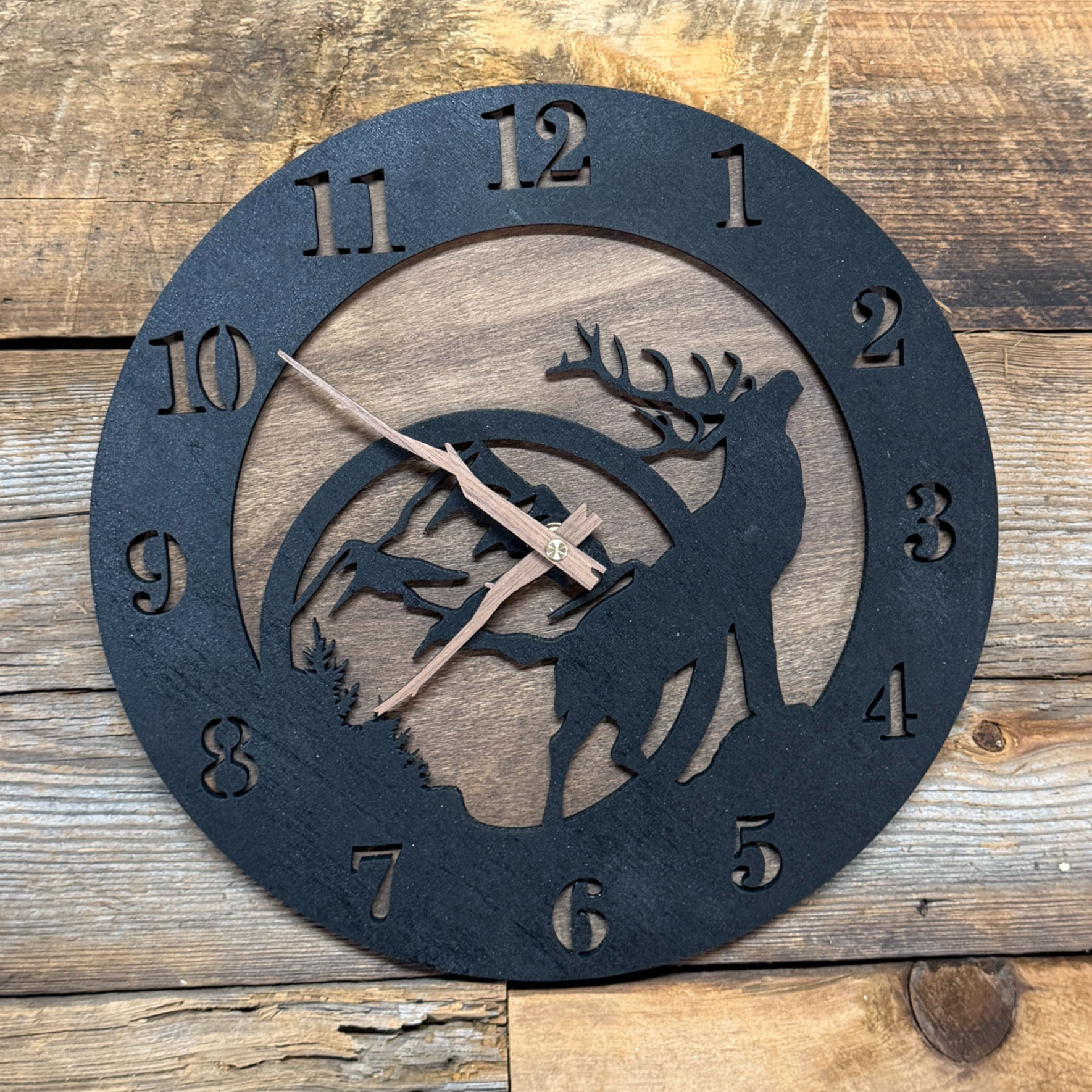 Wood Deer Clock