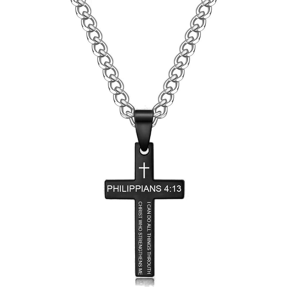 Thumbnail: Christian Bible Cross Stainless Steel Statement Necklace Women/Men Catholic