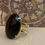 Miniatura: ANEL DE OBSIDIANA NEGRA BANHADO A OURO (AJUSTÁVEL)