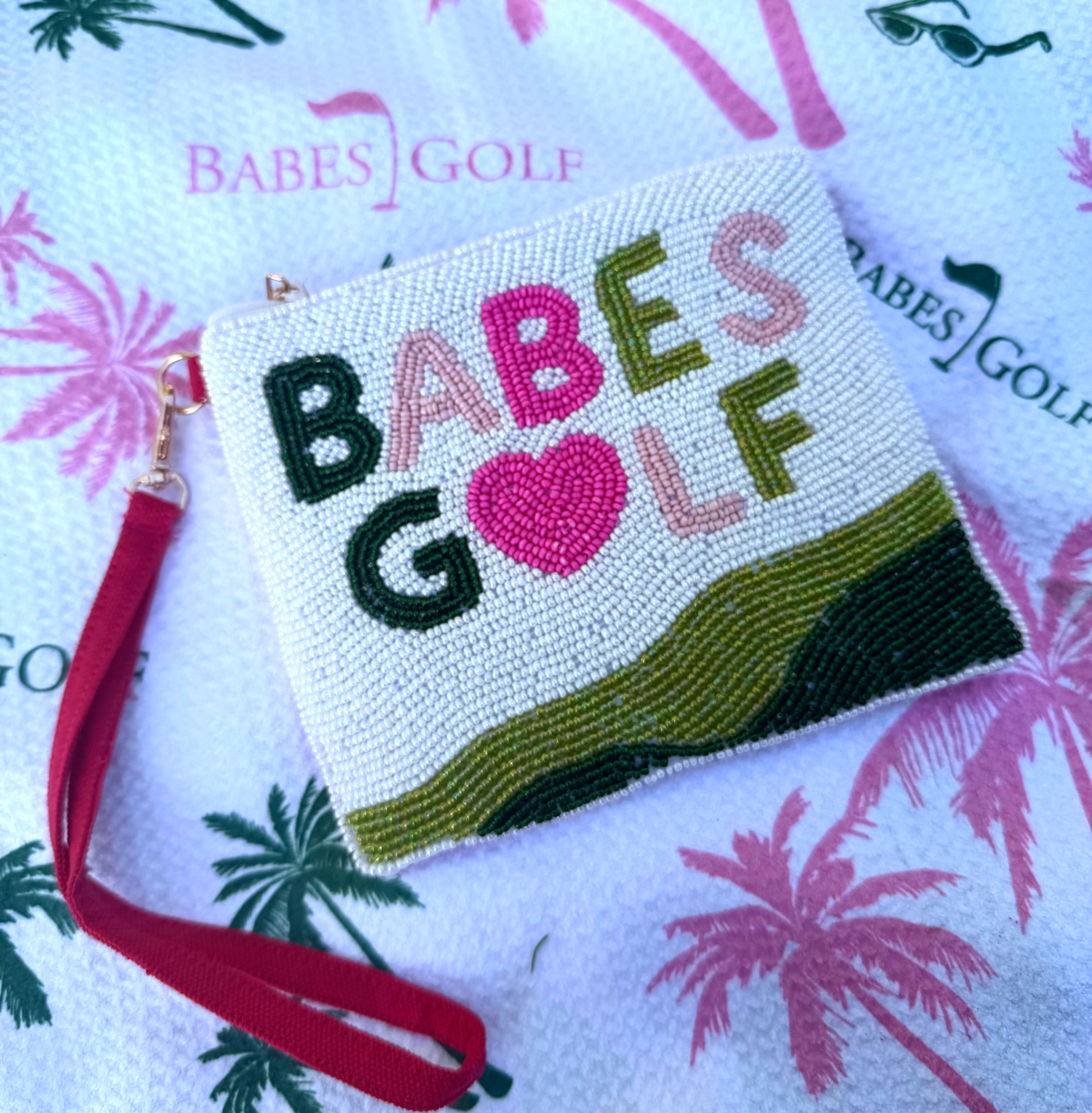 Babes Golf Beaded Pouch Bag